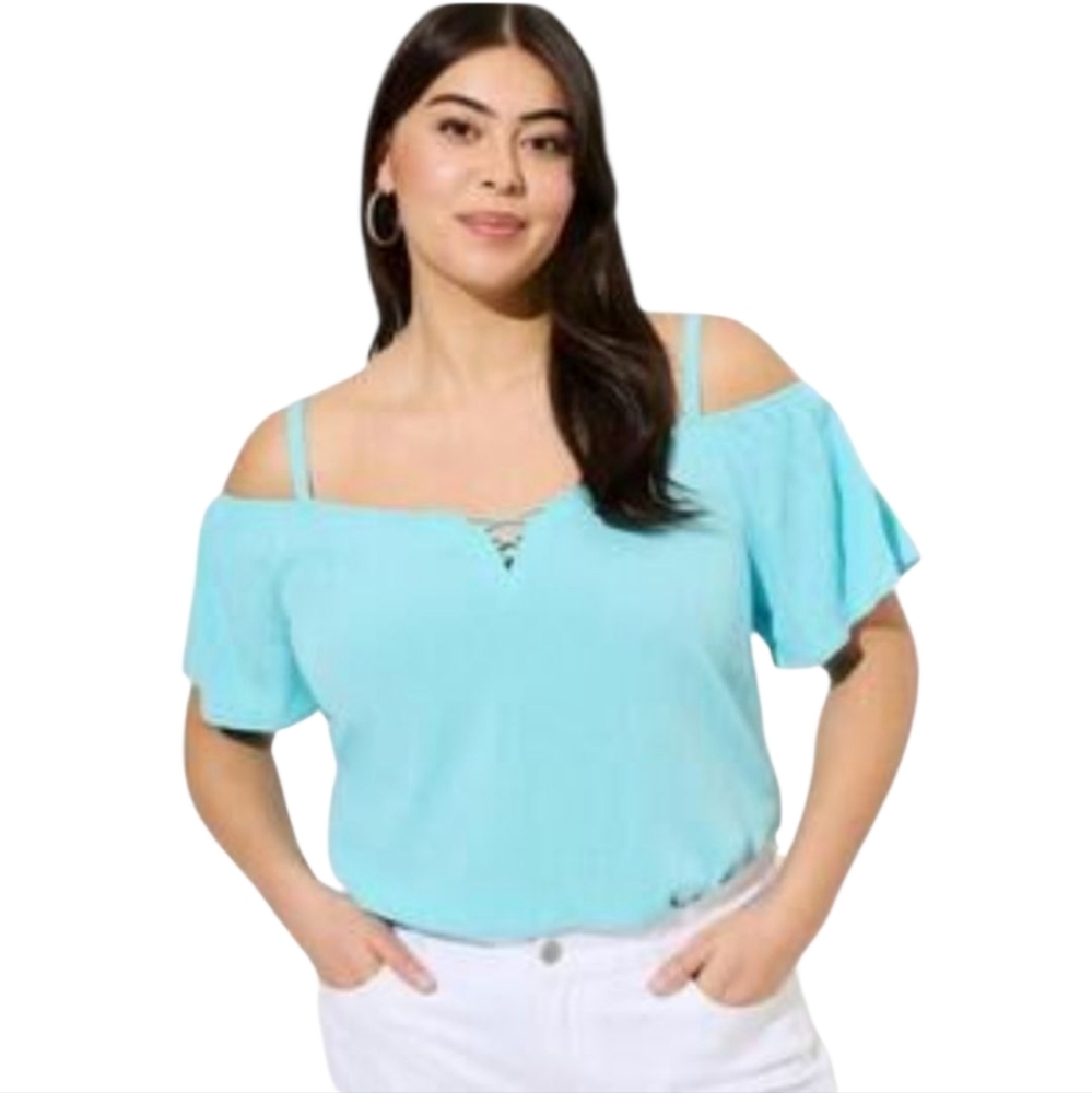 Women's Torrid Blue Cold Shoulder Top Sz 3X